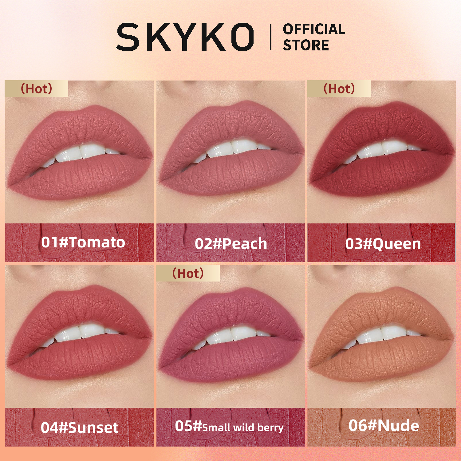 SKYKO 24H Long-Lasting Matte Lipstick 6 Colors High Pigment Waterproof ...
