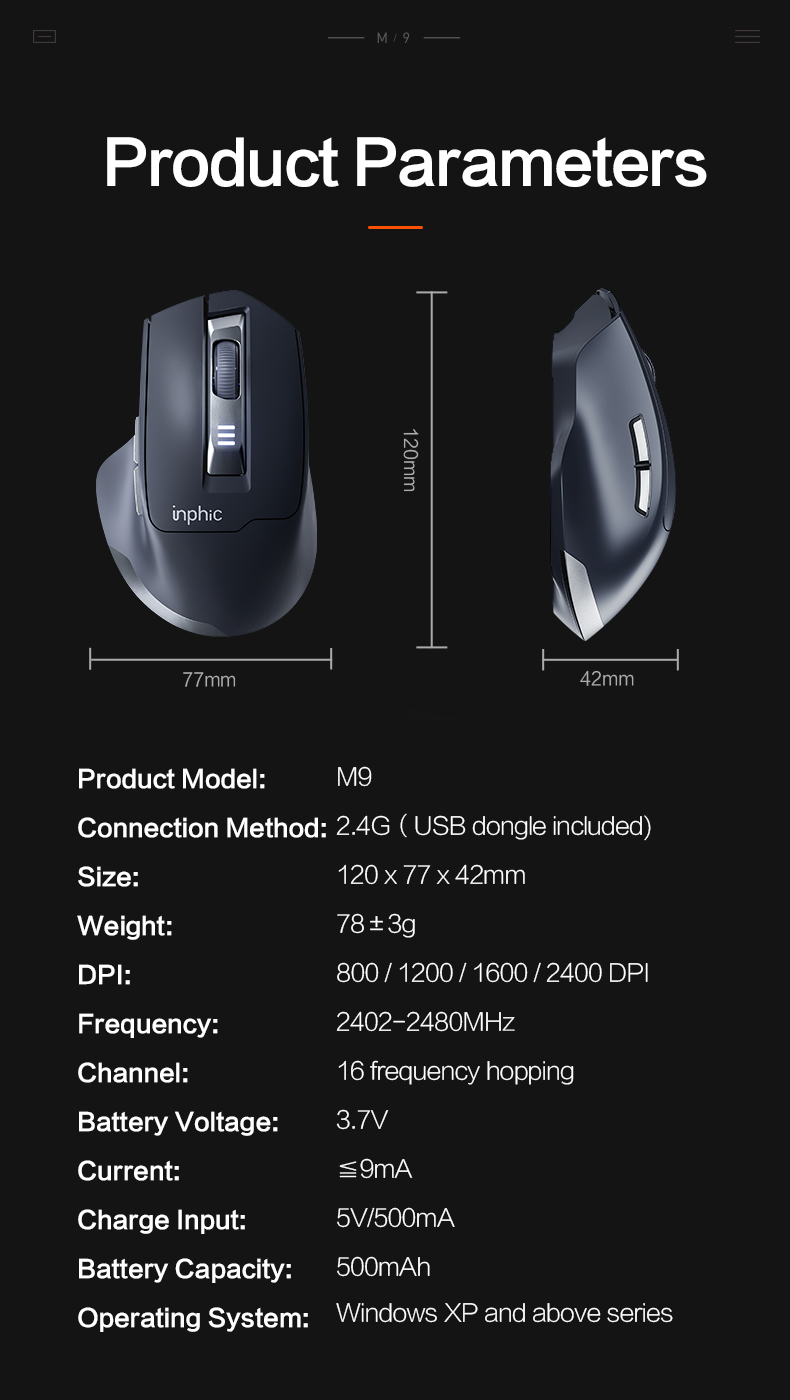 Inphic Ergonomic Wireless Mouse for Middle&Large Hands Rechargeable ...