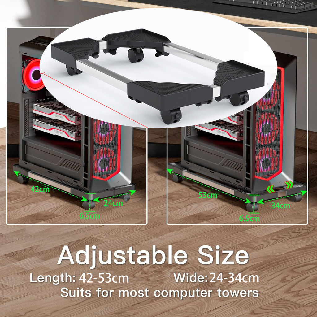2 Layers CPU Stand Heavy Duty CPU Holder Storage Base Rack Mobile ...