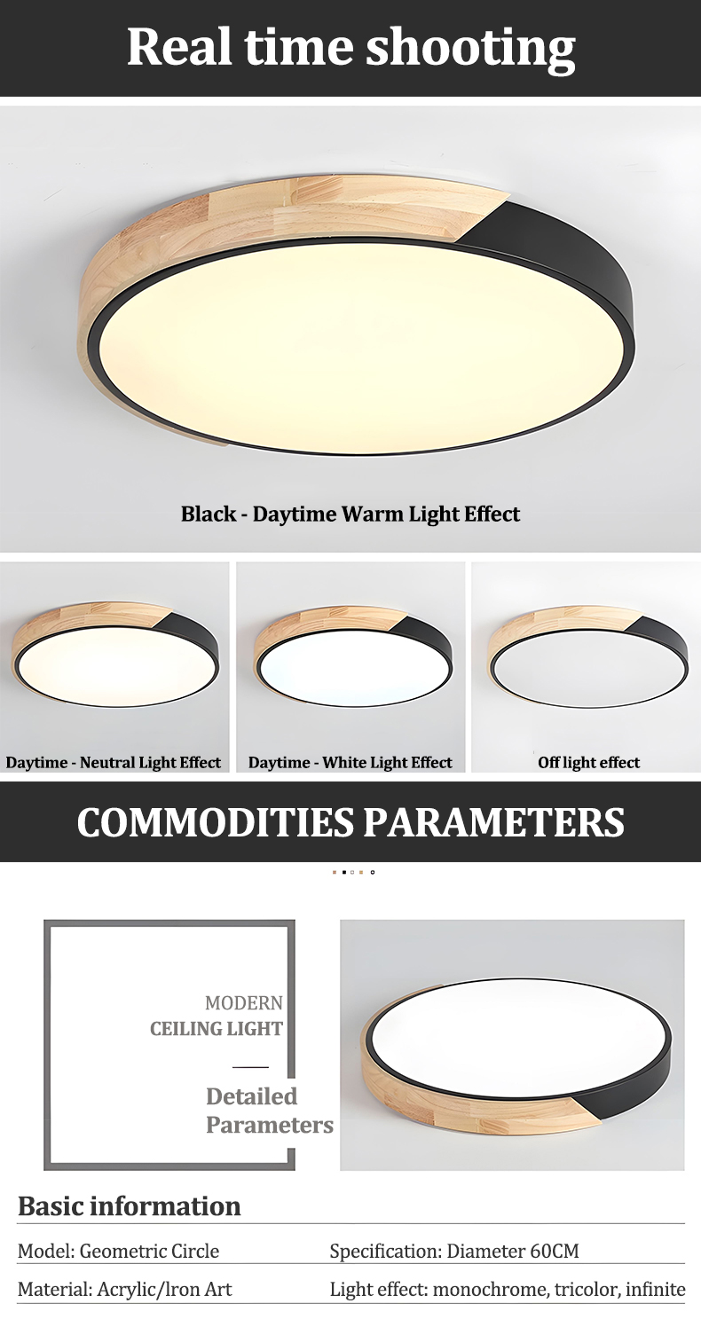 3 Colors LED Ceiling Light 12W 18W 24W 36W Chandelier Center Ceiling ...