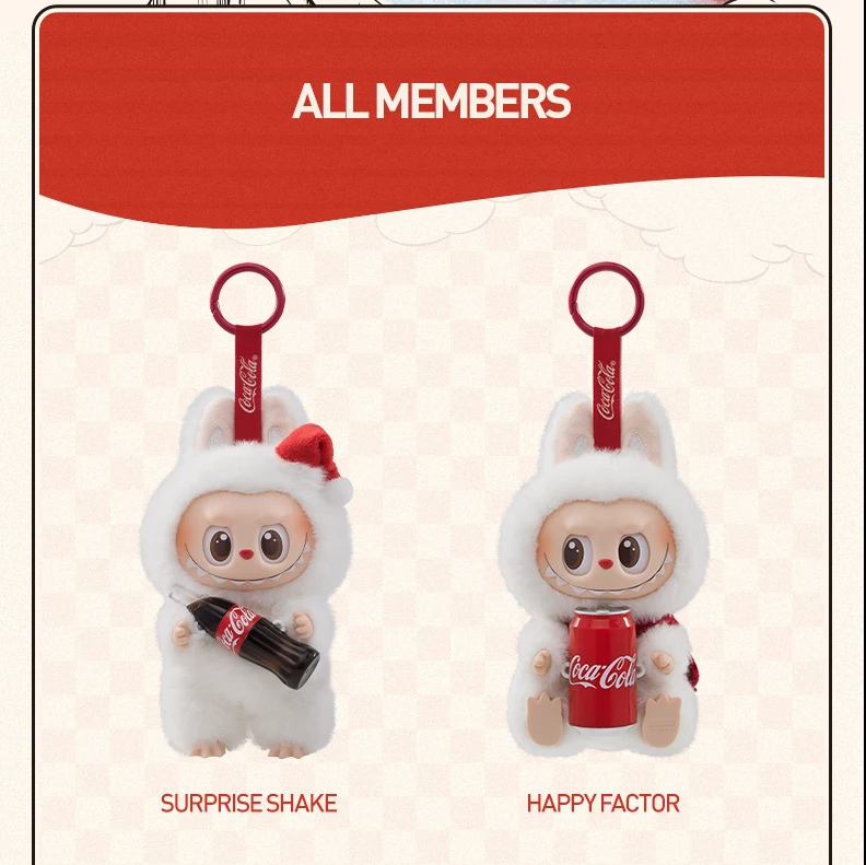 【POPMART】 LABUBU Coca Cola Series Happy Factor Keyring Pop Mart Labubu Coca Cola Series Keyring Sealed Case (6