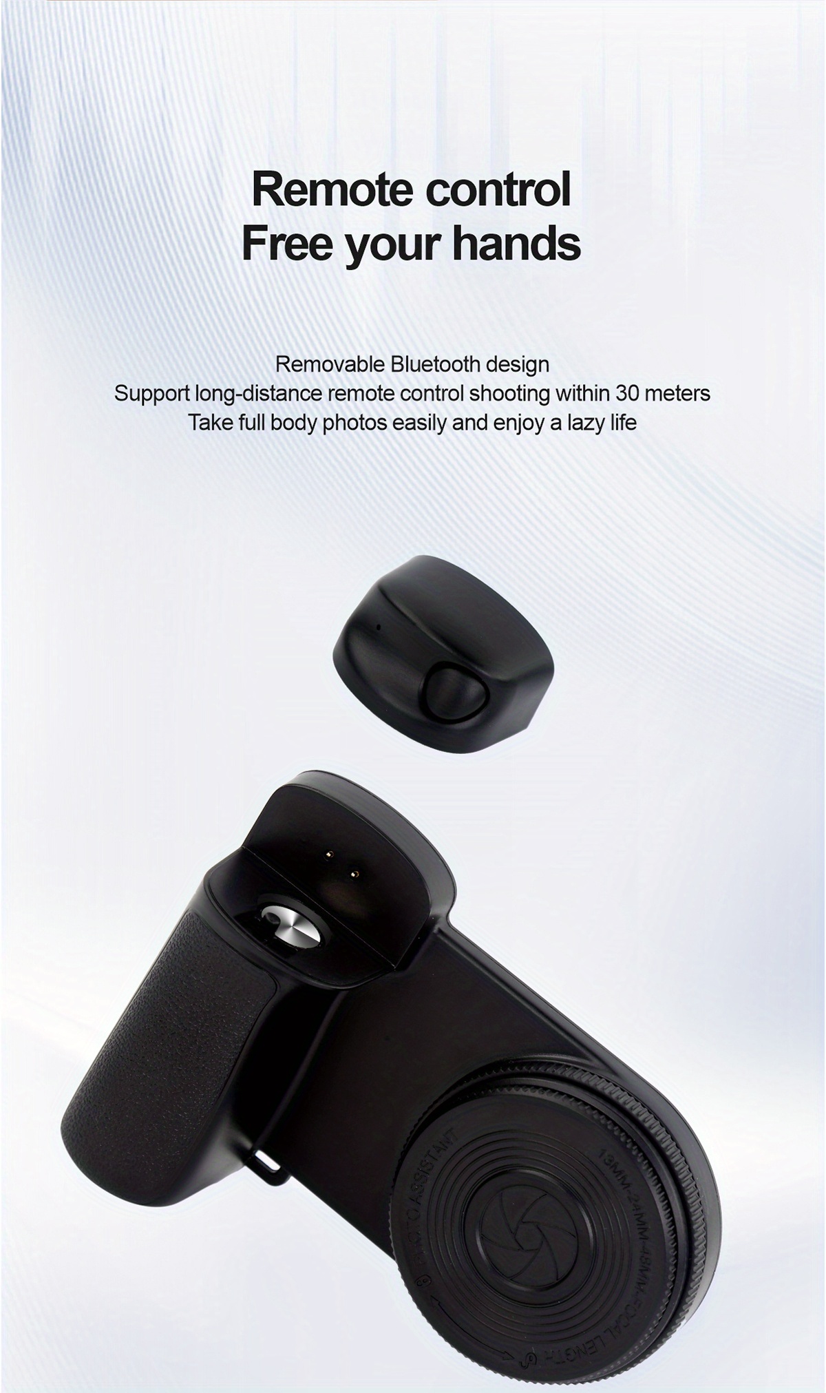 Magnetic Smartphone Handle Grip with Detachable 30M Bluetooth Remote ...