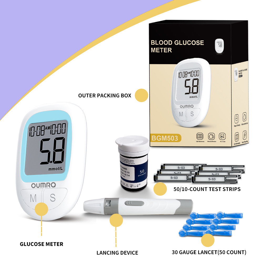 OUMRQ Glucose Meter Complete Set Glucometer with 50PCS Blood Glucose ...