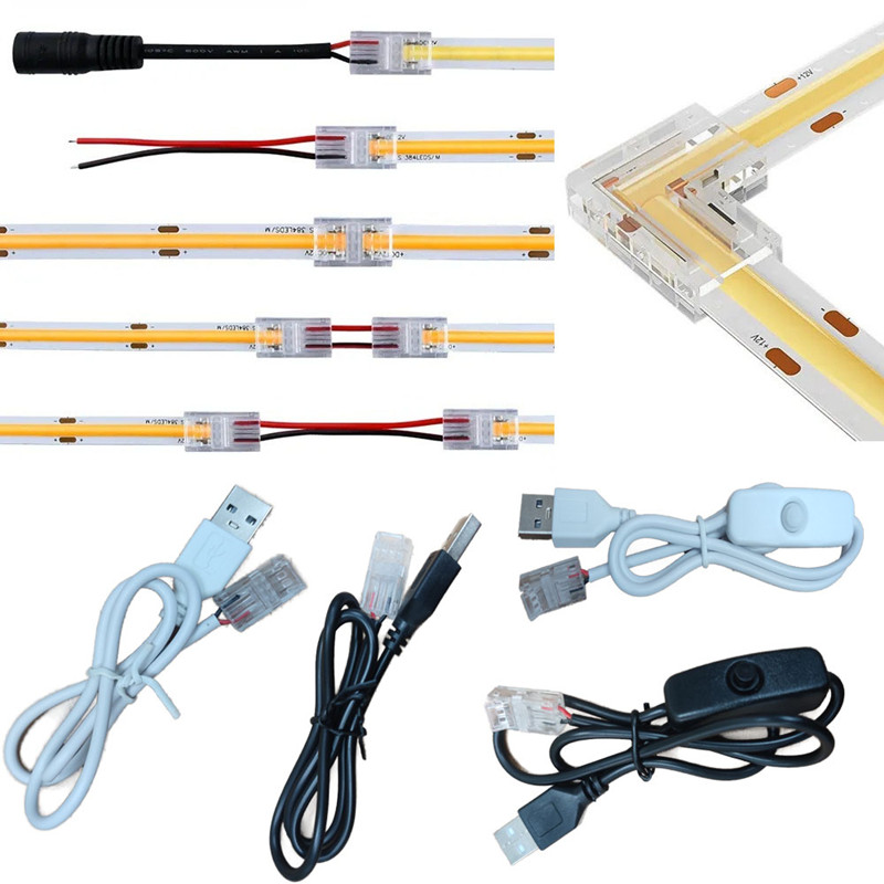 COB RGB LED strip connector – Kabel naar strip – 1 zijdig – Soldeervrij