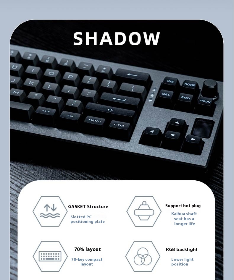 EPOMAKER Shadow-X Wireless Mechanical Keyboard 65% Hot swappable RGB ...
