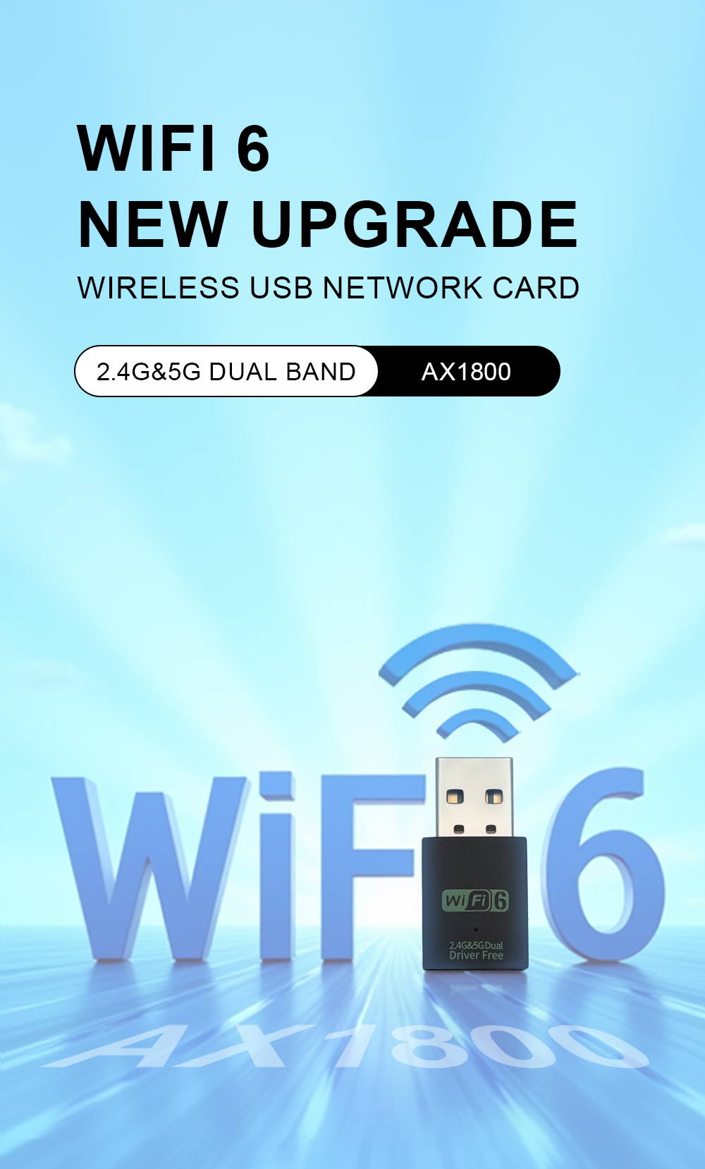 WIFI FIY 900 Mbps WiFi Adapter Dongle Dual Band 2.4G&5GHz USB3.0 WiFi 6 ...