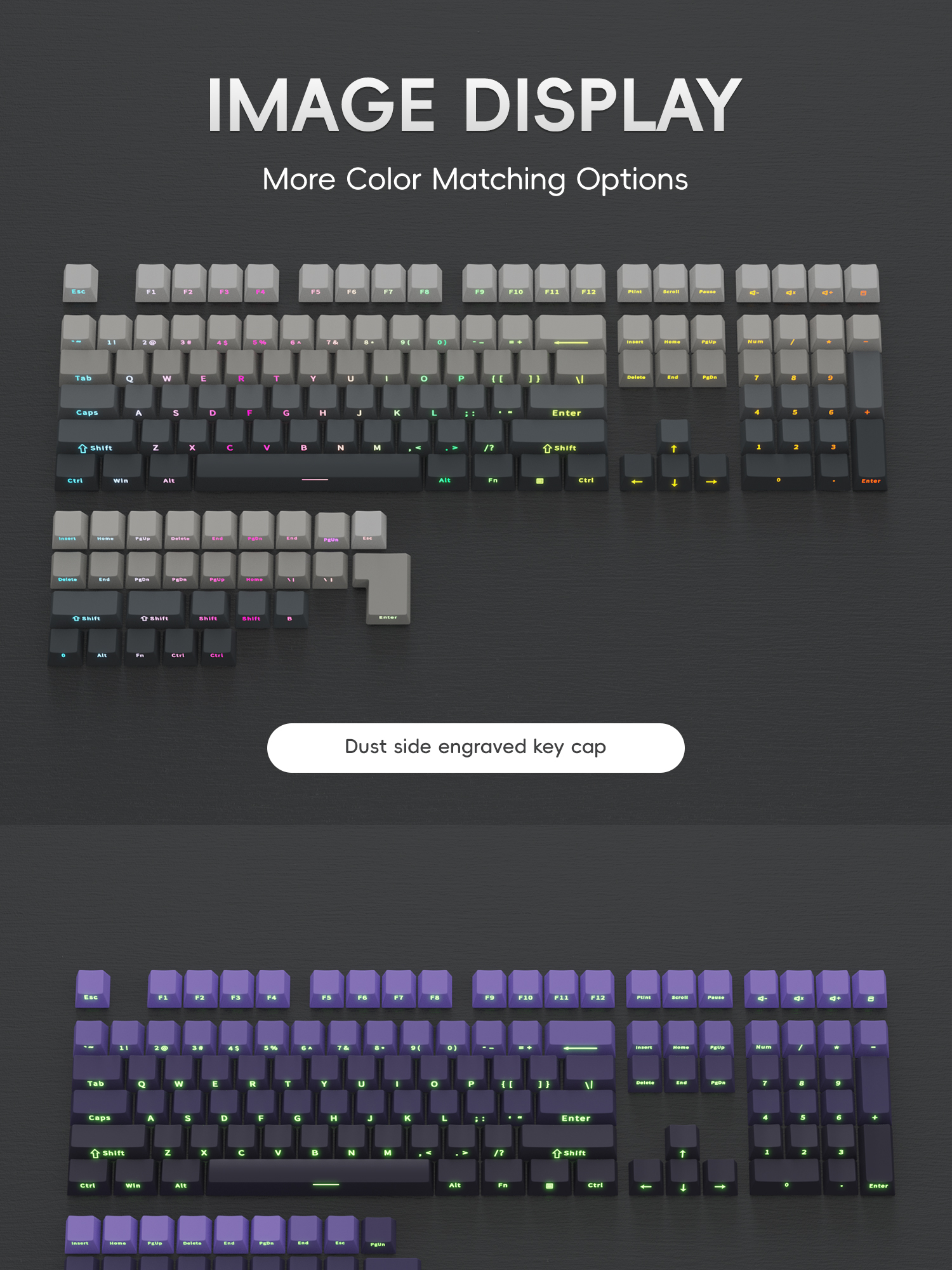 PBT Keycap 136Keys OEM Height Side Engraving Gradient Color keycaps for ...