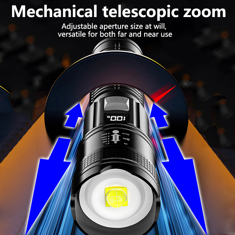Super Bright Zoom LED Flashlight Portable Rechargeable Waterproof ...