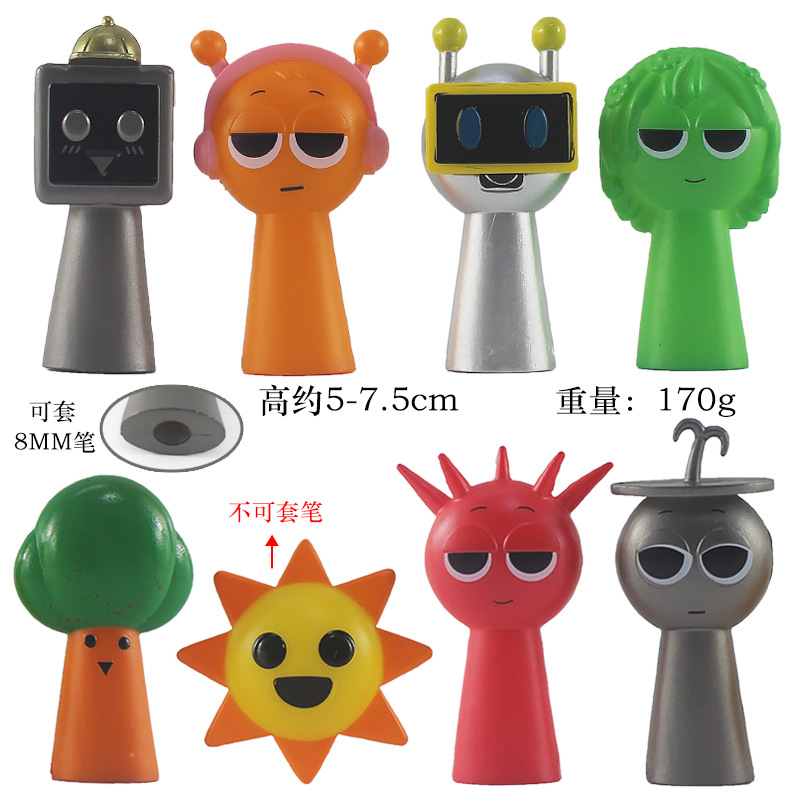 8Pcs/12Pcs/set Sprunki Figures Pencil Topper Model Toys Pen Cap Anime ...
