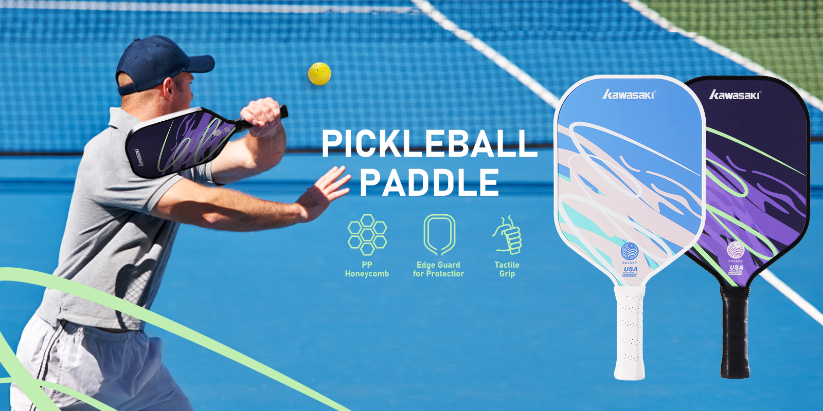 Kawasaki Pickleball Paddle GALAXY&AURORA 220g Fiberglass Pickle Racket ...