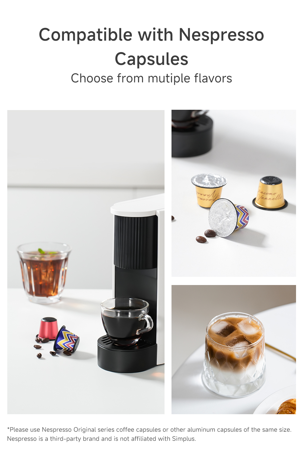 Simplus Capsule Coffee Machine Automatic Coffee Maker Fit Nespresso ...