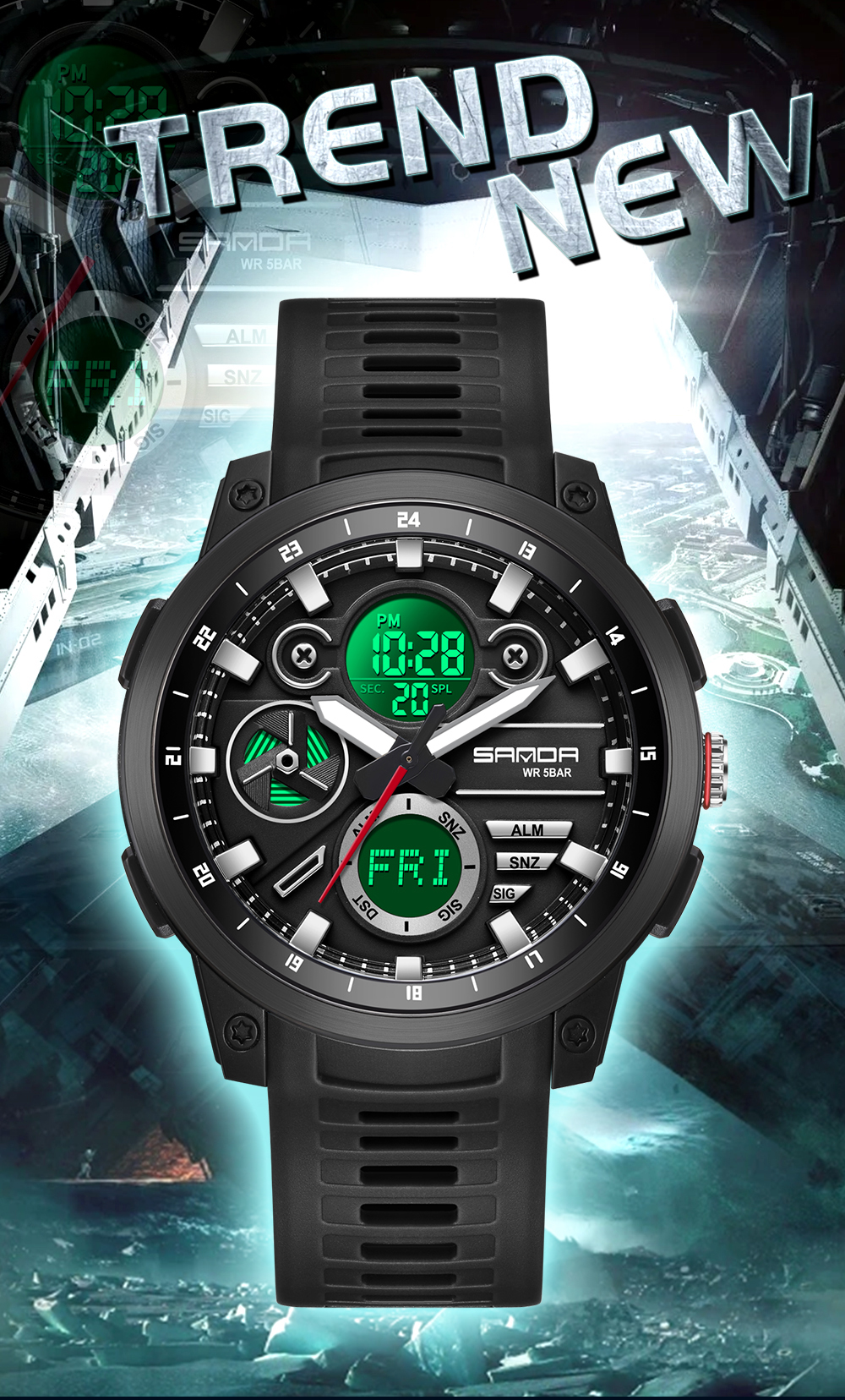 SANDA 3379 Dual Display LED Night Light Leisure Student Electronic ...