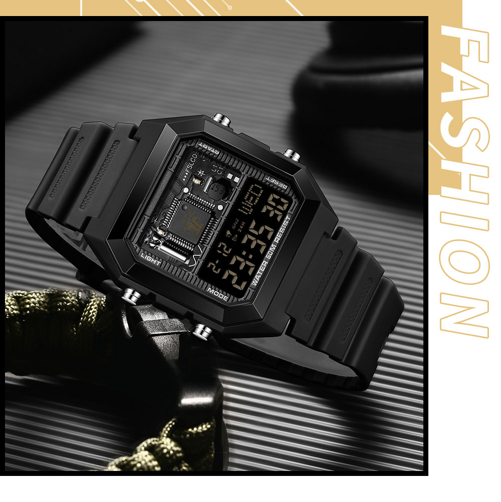 SANDA 6216 Fashion Electronic Watches for Men Alarm Clock Students ...