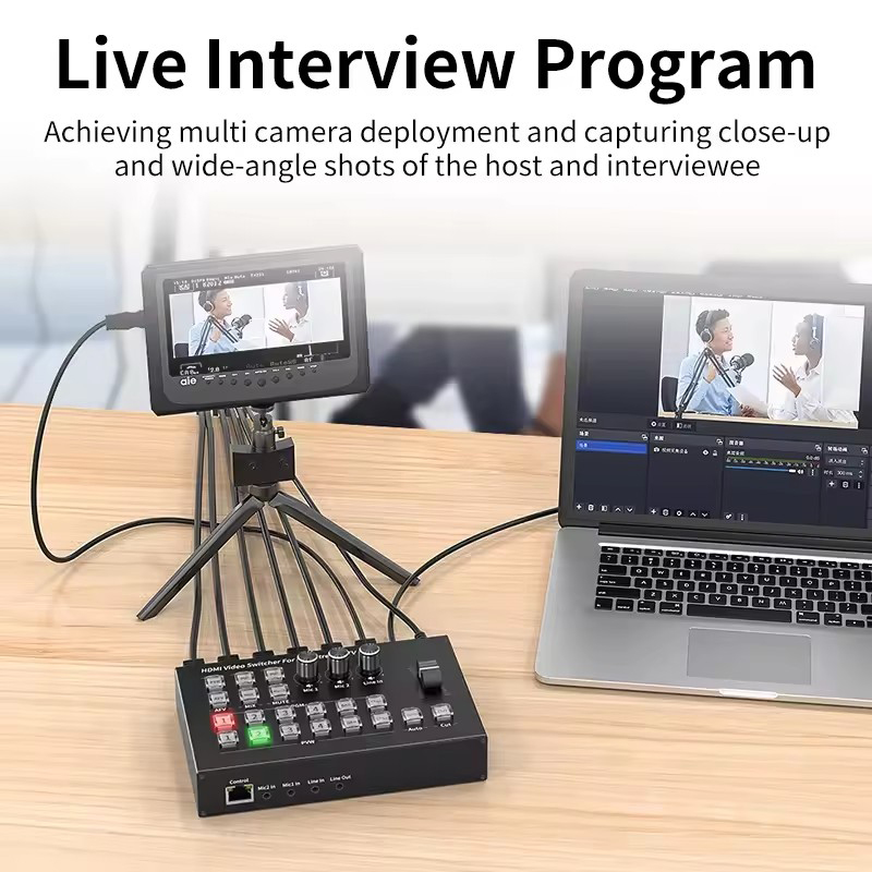 4K HDMI Video Mixer Switcher Multi Camera Streaming Live Production ...