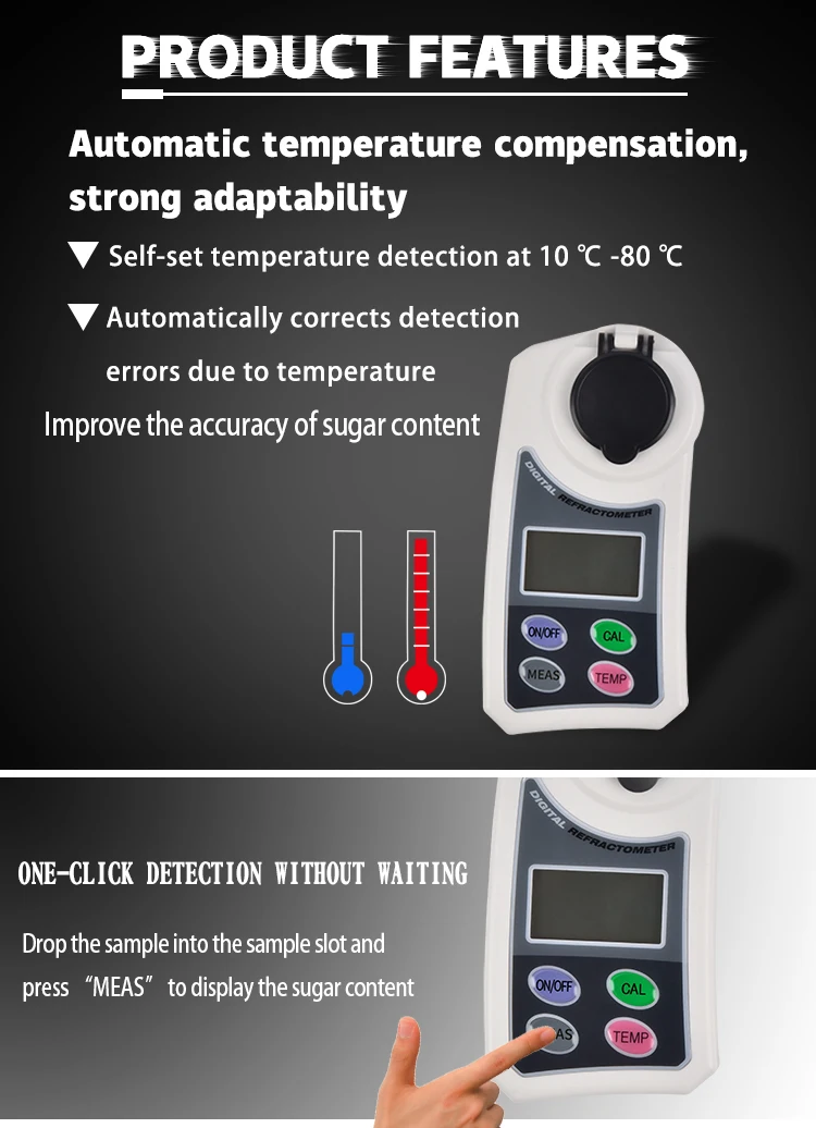 Digital Refractometer Sugar Content Refractometer 0~55% Brix Meter For ...