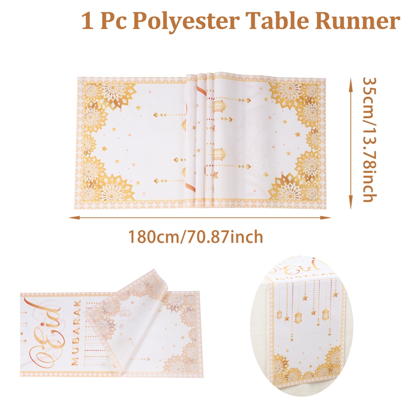 180*35CM Mixed EID Mubarak Polyester Table Cover Hari Raya Decorations ...