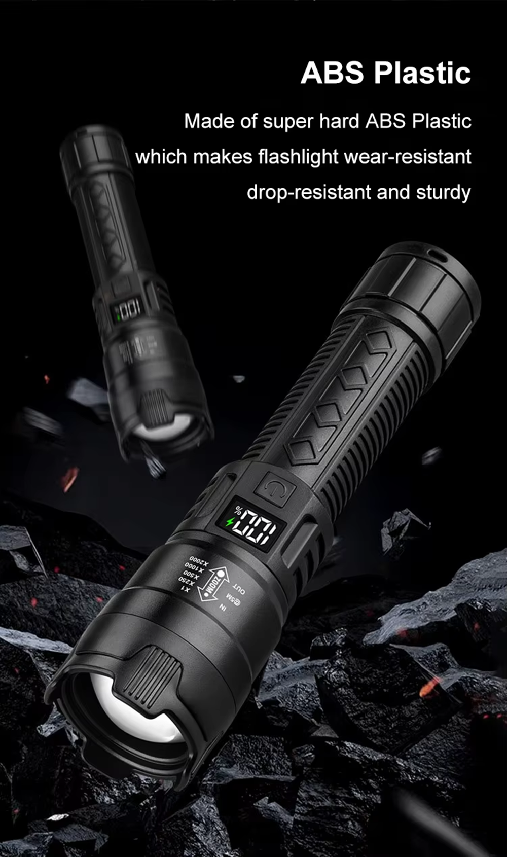 LED flashlight Rechargeabl Waterproof Outdoor Heavy Duty Rechargeable ...