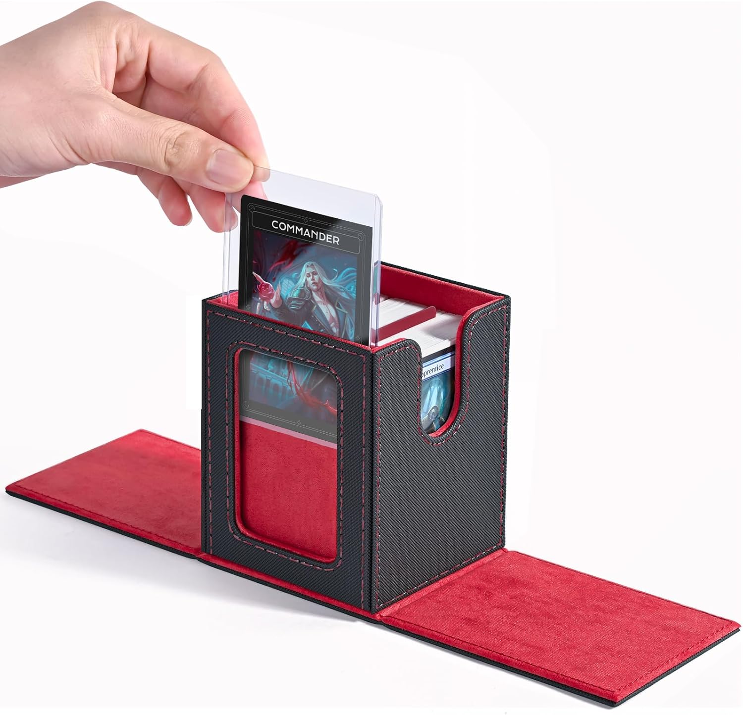 Double Deck Box, Mtg Commander Box With 2 Commander Display & 1 Dice Tray, Fits 200 Double Sleeved, Tcg Deck Box For CCG TCG Sports