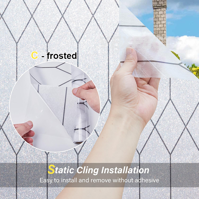 Glass Sticker for Window Privacy, No Adhesive Total Blackout Frosted ...