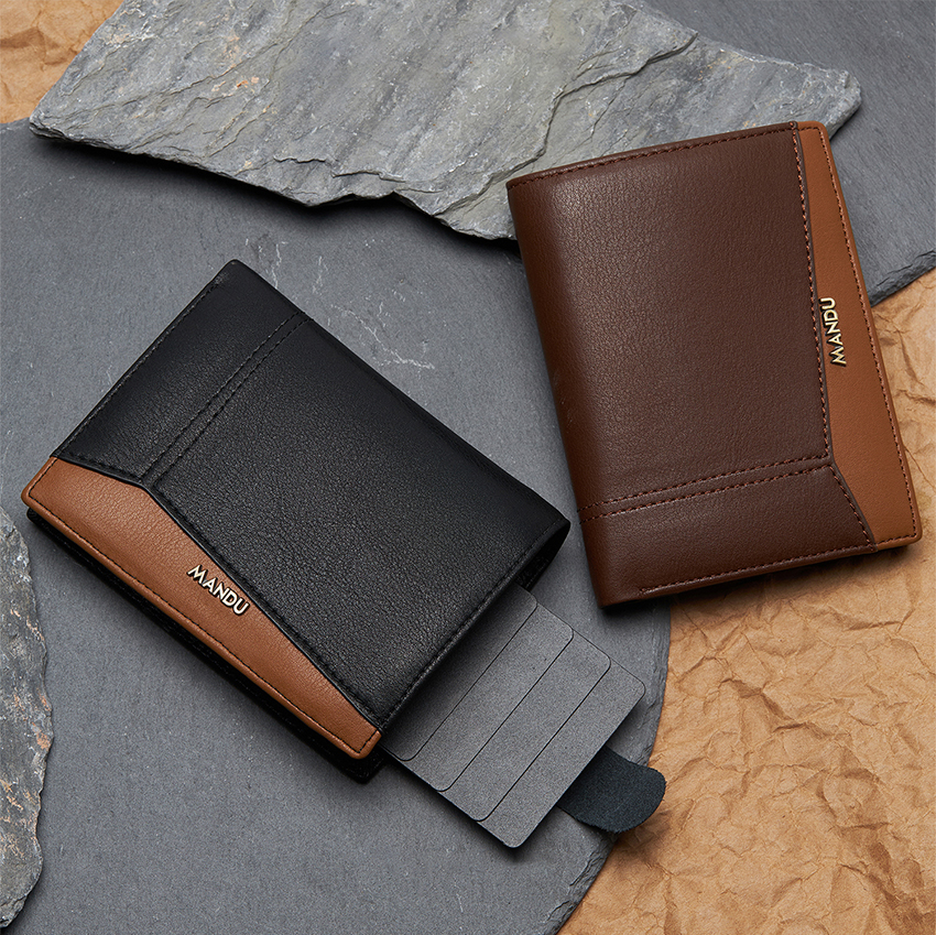 MENSPE Men Short Wallet Drawable Card Slot Design RFID Block Wallet ...