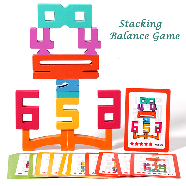 Montessori Math Toys Wooden Number Stacking Building Blocks Digital ...