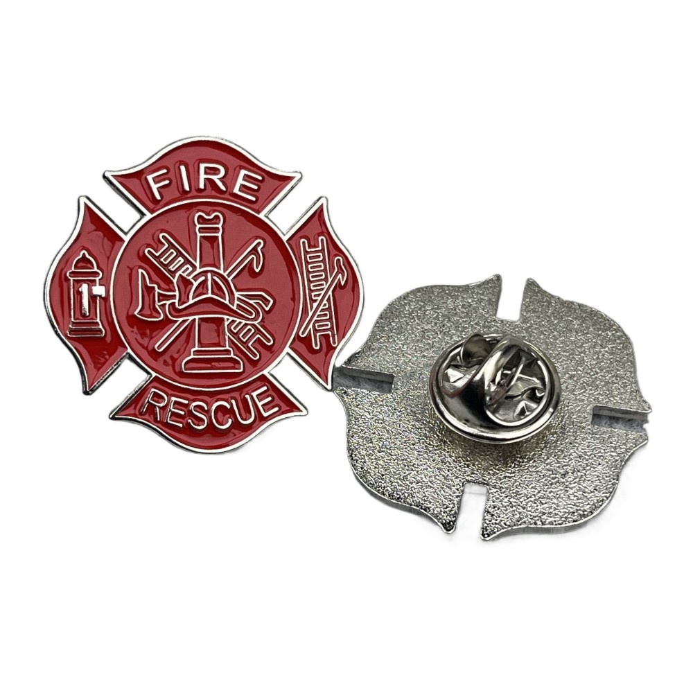 Fashion Accessories Fire Rescue Red Enamel Collar Pin Size 1.1 Inch ...
