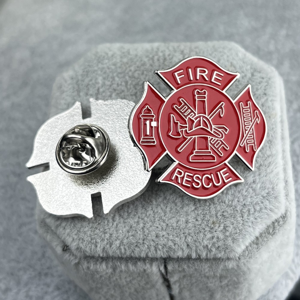 Fashion Accessories Fire Rescue Red Enamel Collar Pin Size 1.1 Inch ...