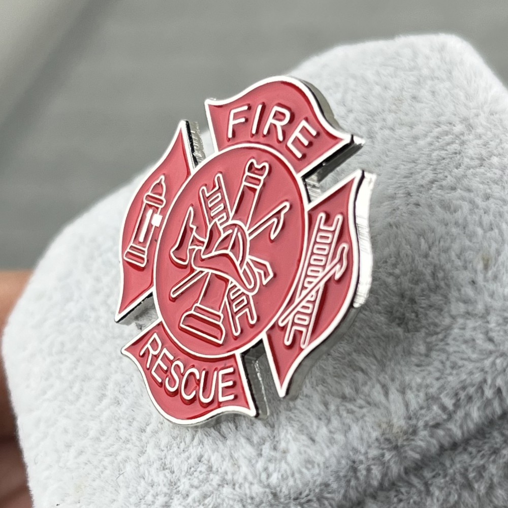 Fashion Accessories Fire Rescue Red Enamel Collar Pin Size 1.1 Inch ...