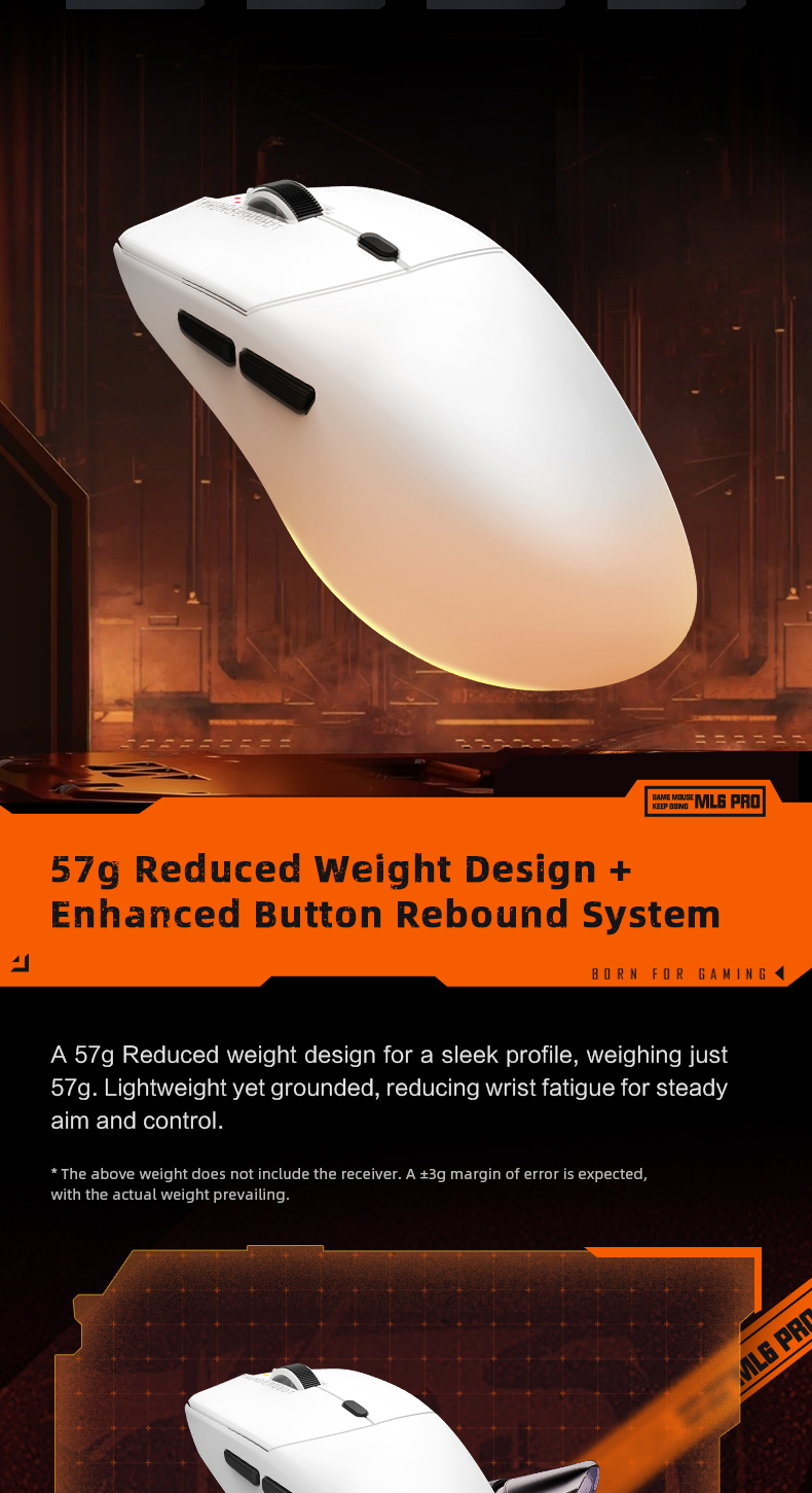 Thunderobot ML6 Pro Gaming Mouse PAW3395 1000Hz Polling Rate 57g Ultra ...