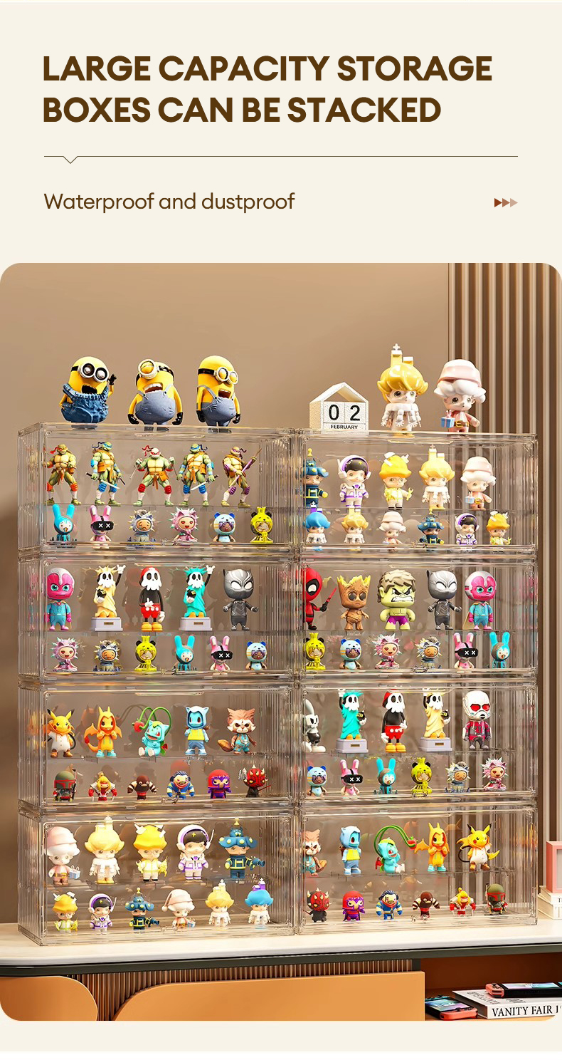 MISN Popmart Display Box Stackable Magnetic Dustproof Acrylic Display ...