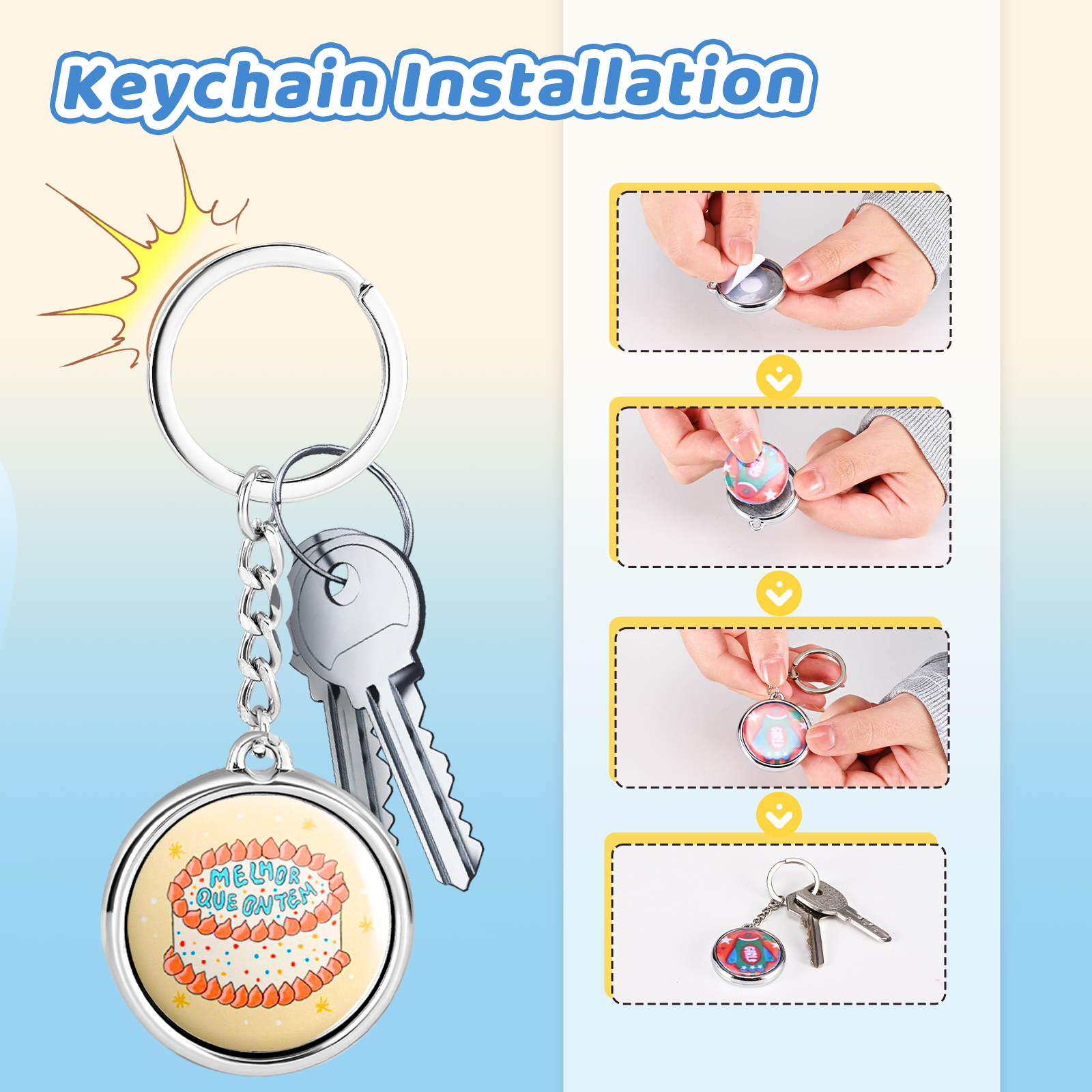 [Local delivery] 50pcs 25/32mm Colorful Keychain Pendants, Personalized ...