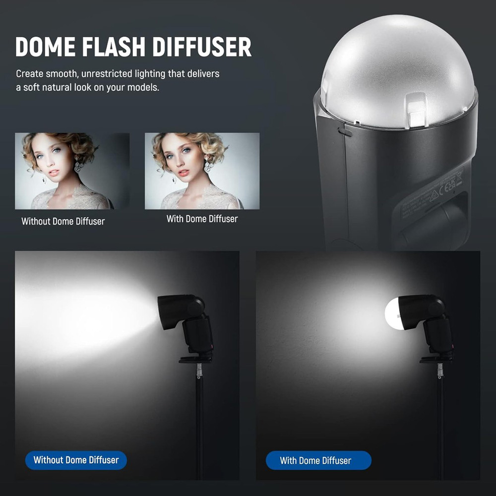 NEEWER Magnetic Dome Diffuser for Round Head Speedlite Flash ...