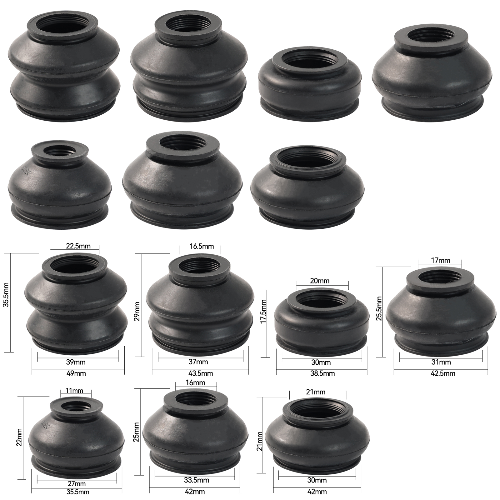 14PCS Universal Rubber Ball Joint Dust Boot Covers Tie Rod End ...