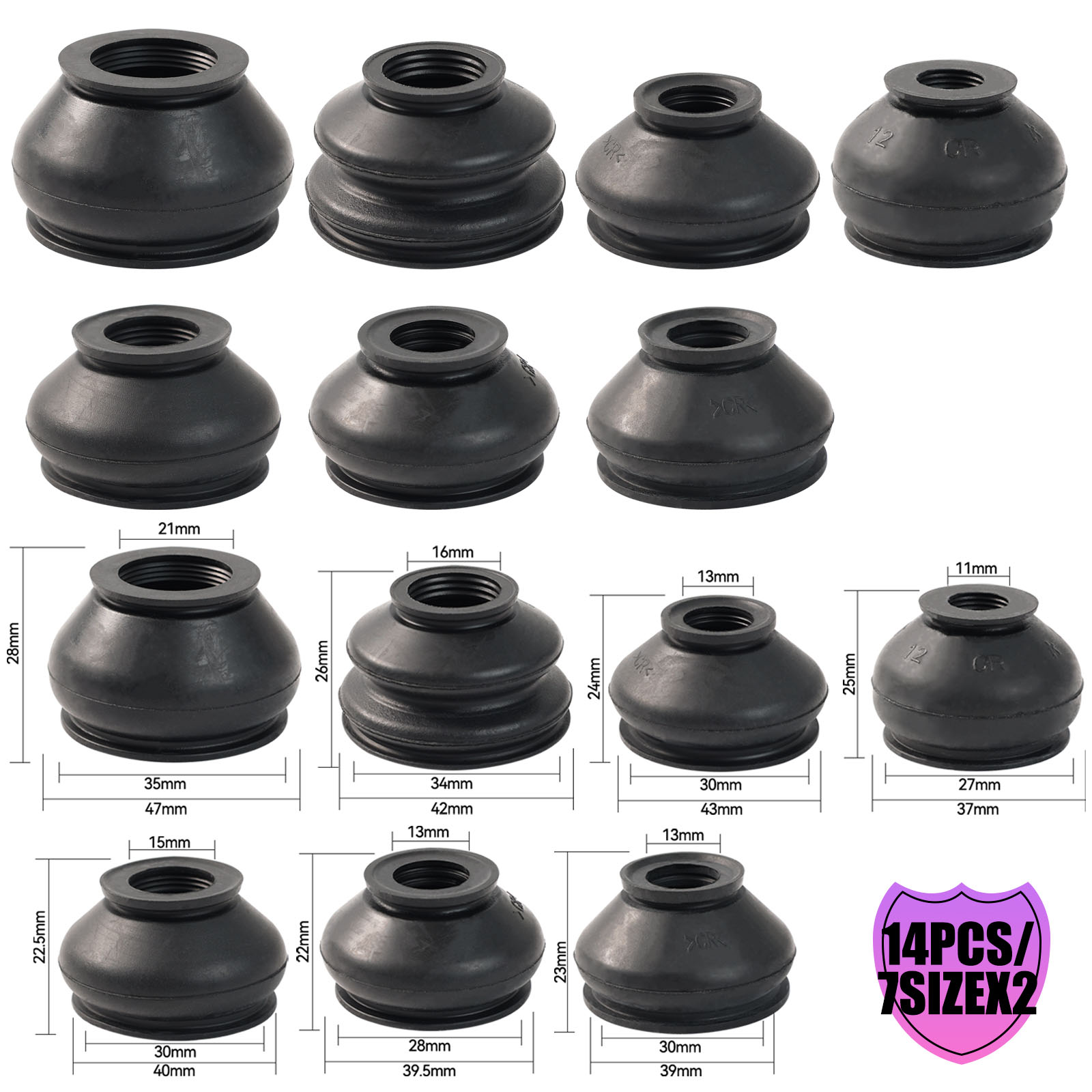 14PCS Universal Rubber Ball Joint Dust Boot Covers Tie Rod End ...