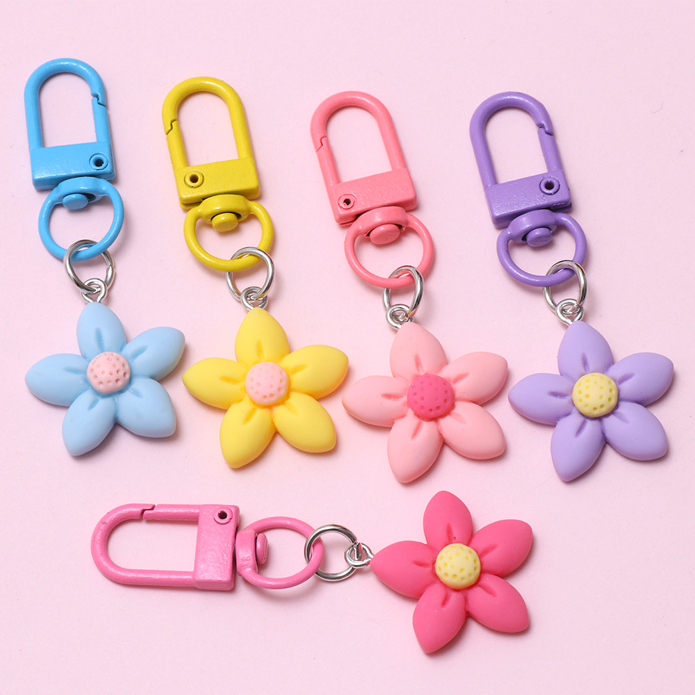 1pcs colorful flower Keychain Split Rings Keyfob Charm For Keyring ...