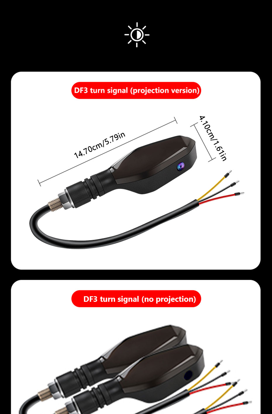 SEAMETAL New Style Motorcycle LED Turn Signal Light Color Projection ...