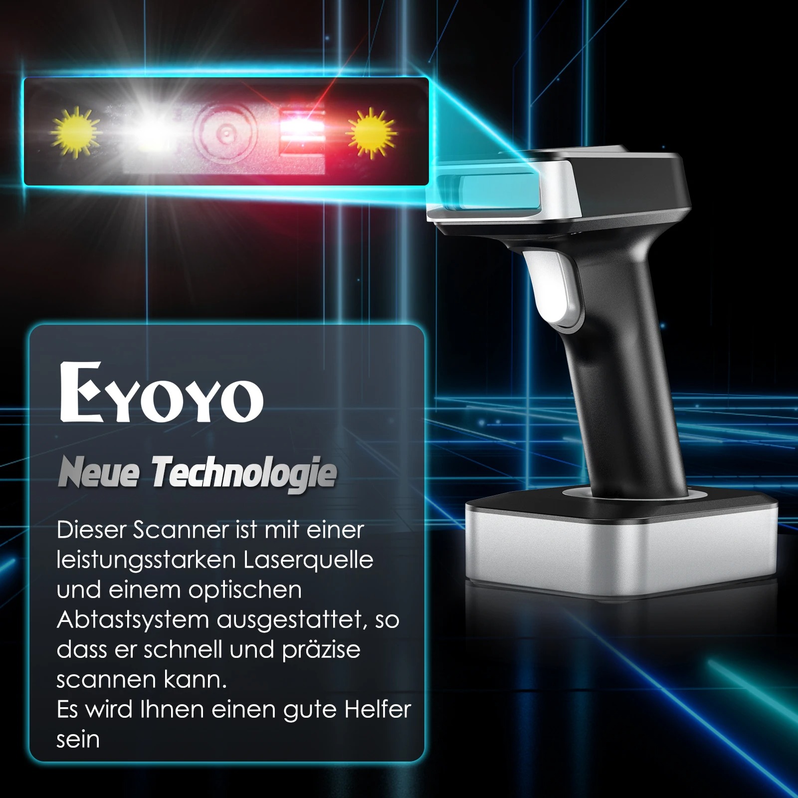 【Limited Time Offer】Eyoyo EY-029 Silver Handheld Bluetooth Scanner 4 ...