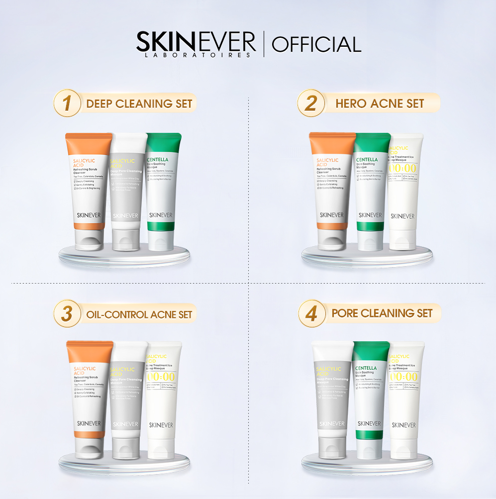 SKINEVER 3pcs Packet Skincare With Scrub Facial Cleanser Pores Cleaning ...