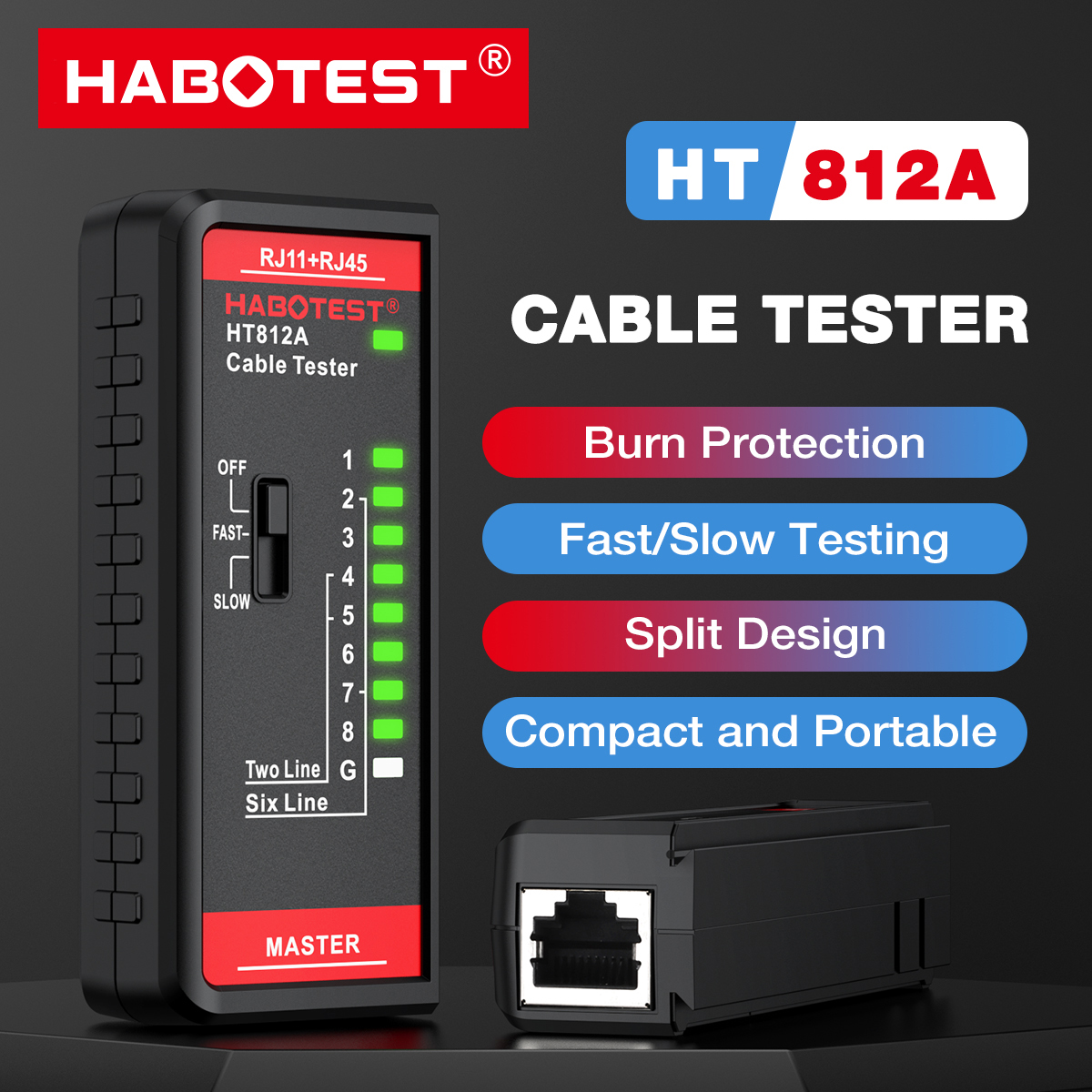 HABOTEST HT812A Network Cable Tester Networking Wire Telephone Line ...