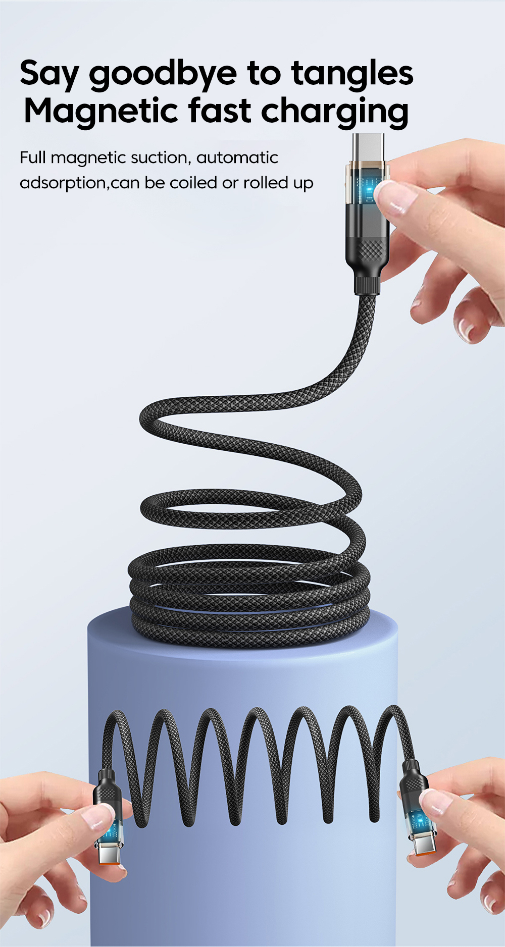 60W Magnetic Suction Charging Cable Anti Winding PD Super Fast Data ...