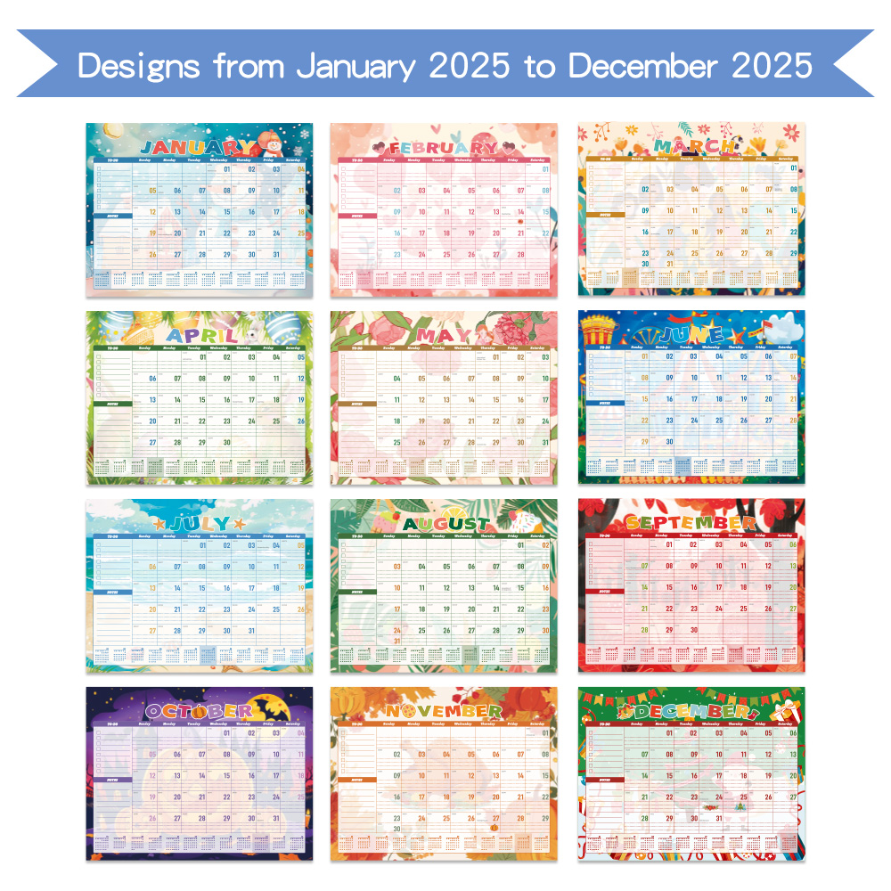 2025 Holiday Surprise Colorful Wall Calendar PVC Transparent Waterproof ...