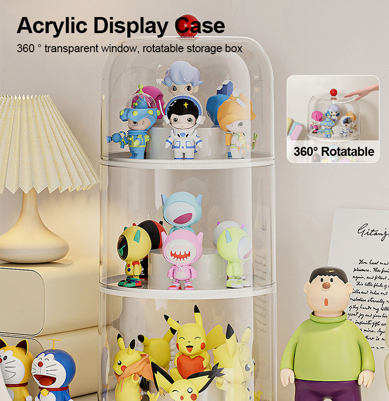 Rotating acrylic display box Popmart toy storage box stackable ...