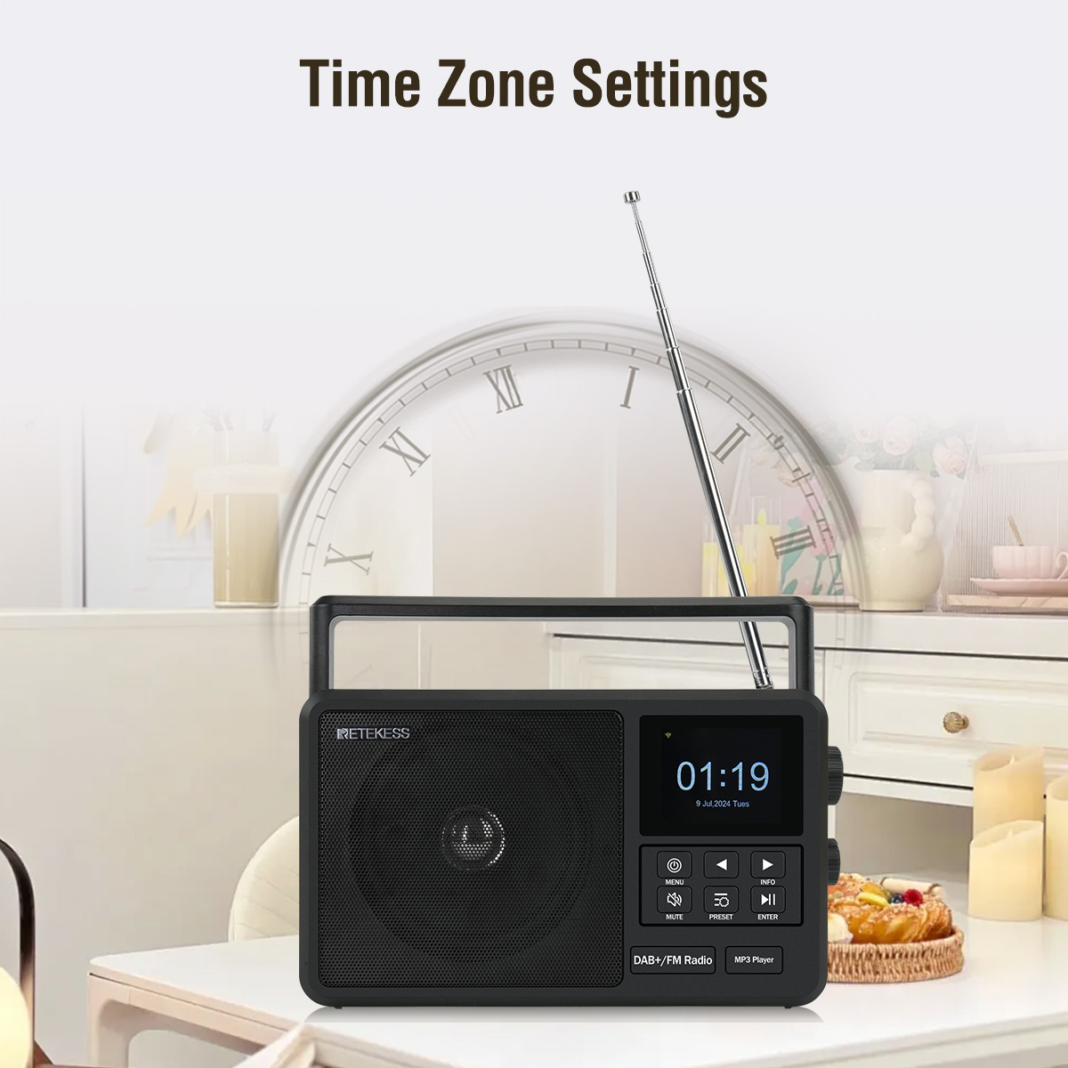 Retekess TR640 WI-FI Internet Radio FM Portable DAB Wireless Connection ...