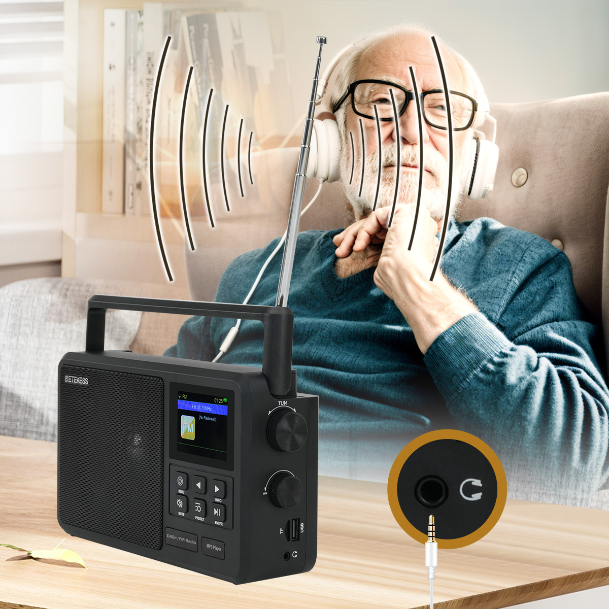 Retekess TR640 WI-FI Internet Radio FM Portable DAB Wireless Connection ...