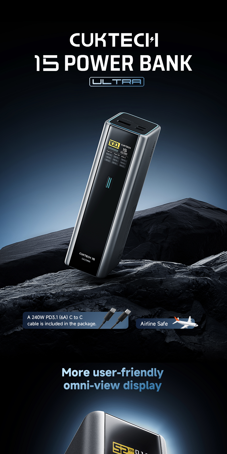 Silikon Hülle Für CukTech 15 Ultra Power Bank - Stoßfest & Kratzgeschützt | 20000mAh