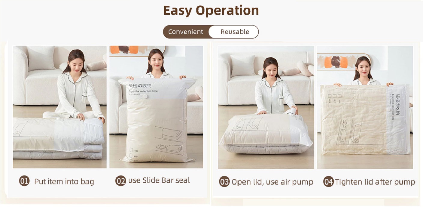 5Pcs Reusable Vacuum Travel Storage Bags, Compressed Organization Set 6 ...