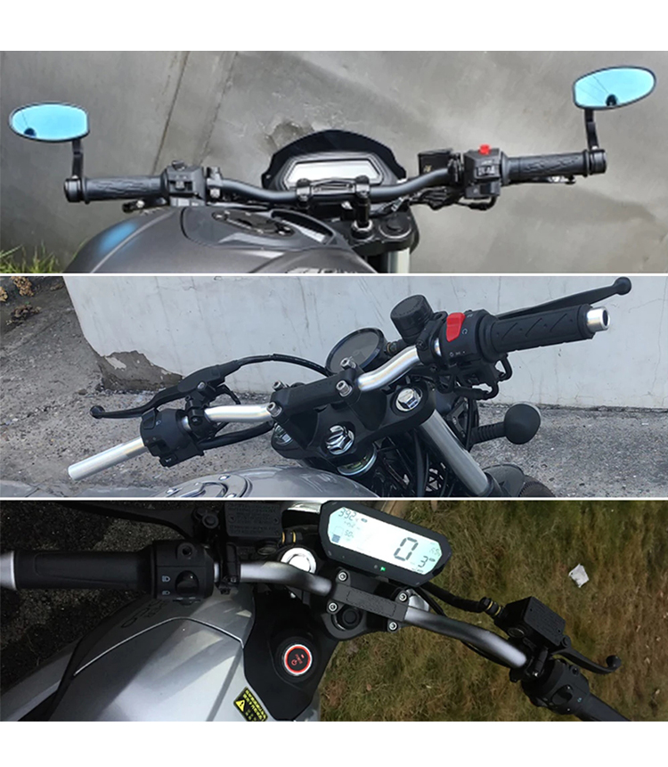 22MM Universal Motorcycle Refit Handlebar Retro Black Modified Handle ...