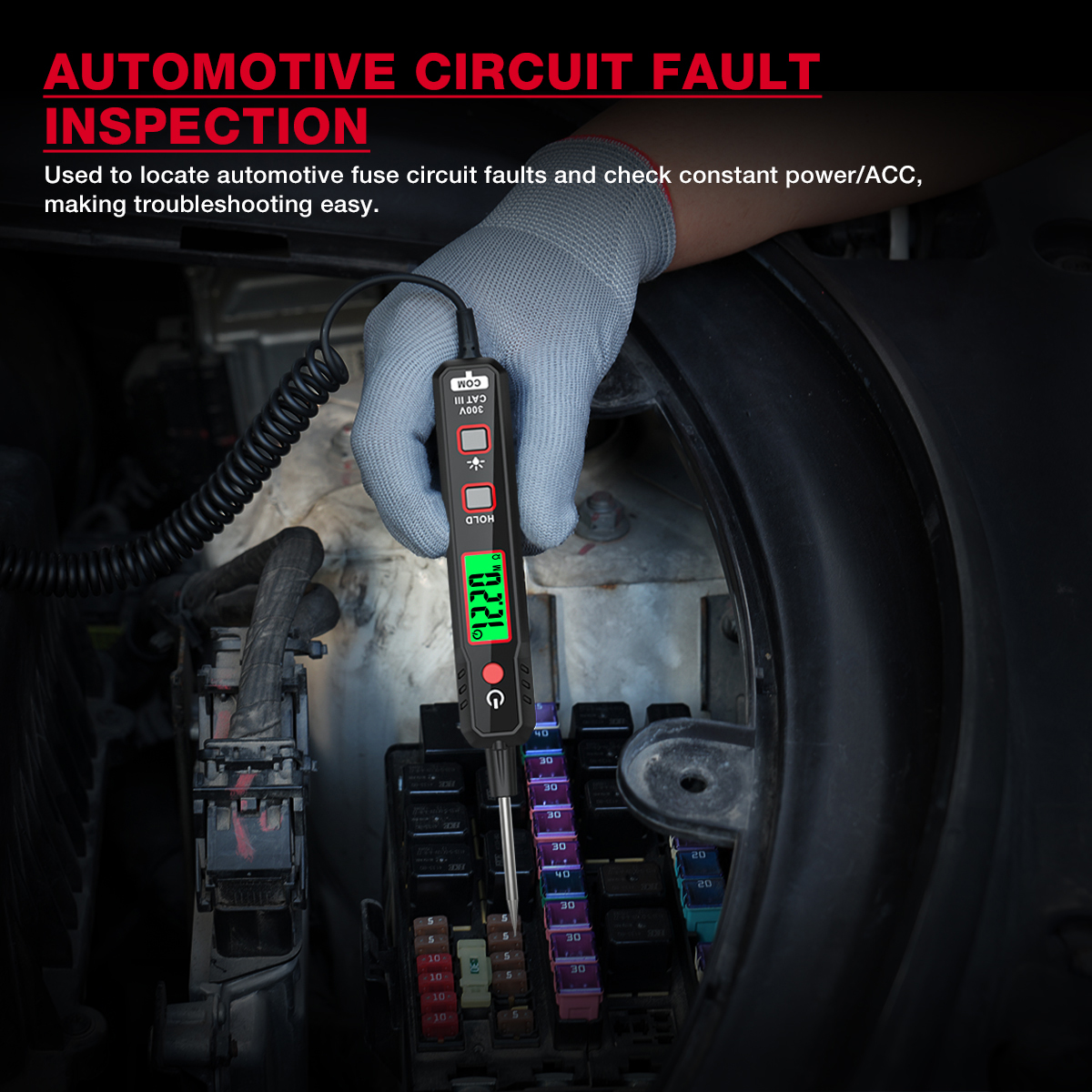 Testeur De Circuit Automobile EBTOOLS HT86A - 2-100V DC, LED, Bidirectionnel, Sécurisé