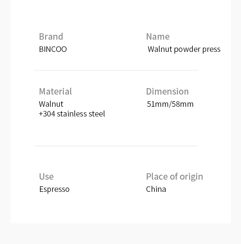 BINCOO Black Walnut Powder Press Cloth Powder Press Tamper Espresso ...