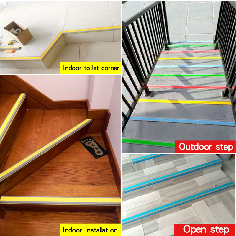 Non-Slip Stair Edge Protector, PVC Rubber Stair Treads, Self-Adhesive ...